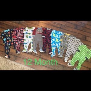 Lot of 9 Carter’s Fleece Footed Pajamas